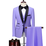 Men Skinny 3 Pieces Set Formal Slim Fit Tuxedo Prom Suit