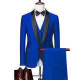 Men Skinny 3 Pieces Set Formal Slim Fit Tuxedo Prom Suit