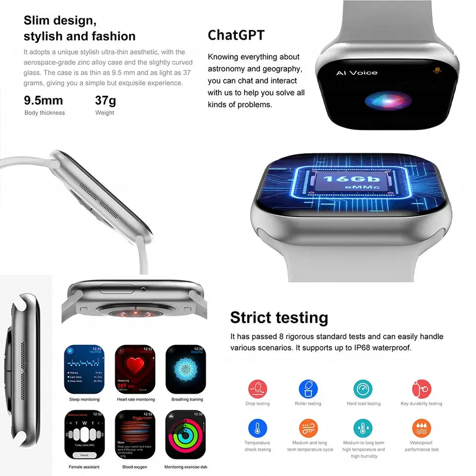 2025 GPS Smartwatch NFC Smart Watch Bluetooth Call Health Monitor Men Women Fitness Bracelet Series 10 for Android Apple Phone