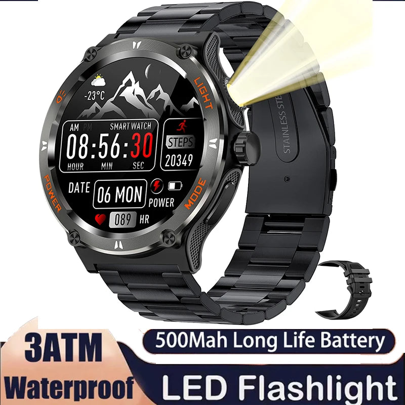 2024 Men's Smart Watch Compass  Sports 3ATM Waterproof Smartwatch Health Monitoring Bluetooth Call  500 Mah Smart Watche