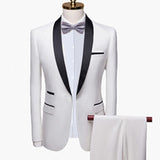 Men Skinny 3 Pieces Set Formal Slim Fit Tuxedo Prom Suit