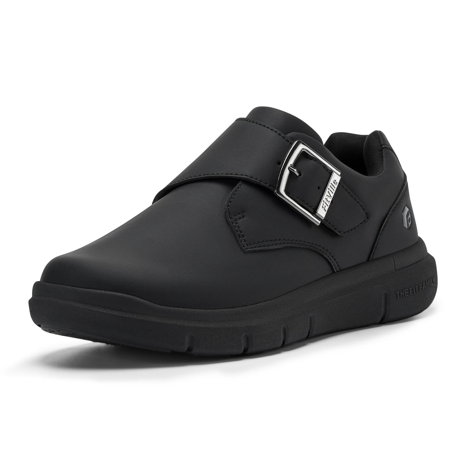 FitVille Men's Leather Shoes Wide Shoes for Swollen Feet Men's Diabetic Walking Shoes for Outdoor Business Walking Shoe