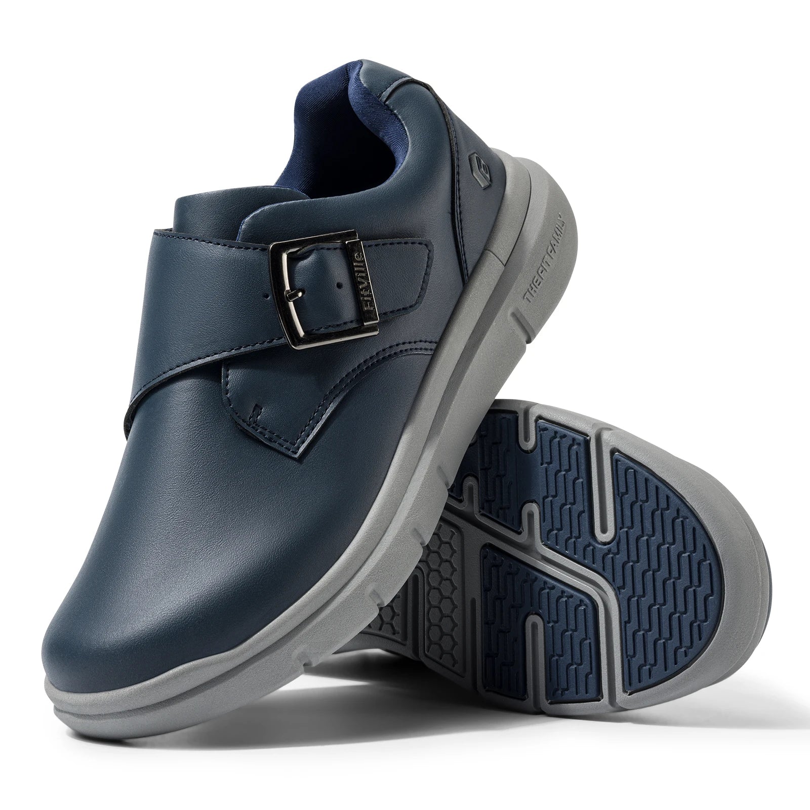 FitVille Men's Leather Shoes Wide Shoes for Swollen Feet Men's Diabetic Walking Shoes for Outdoor Business Walking Shoe