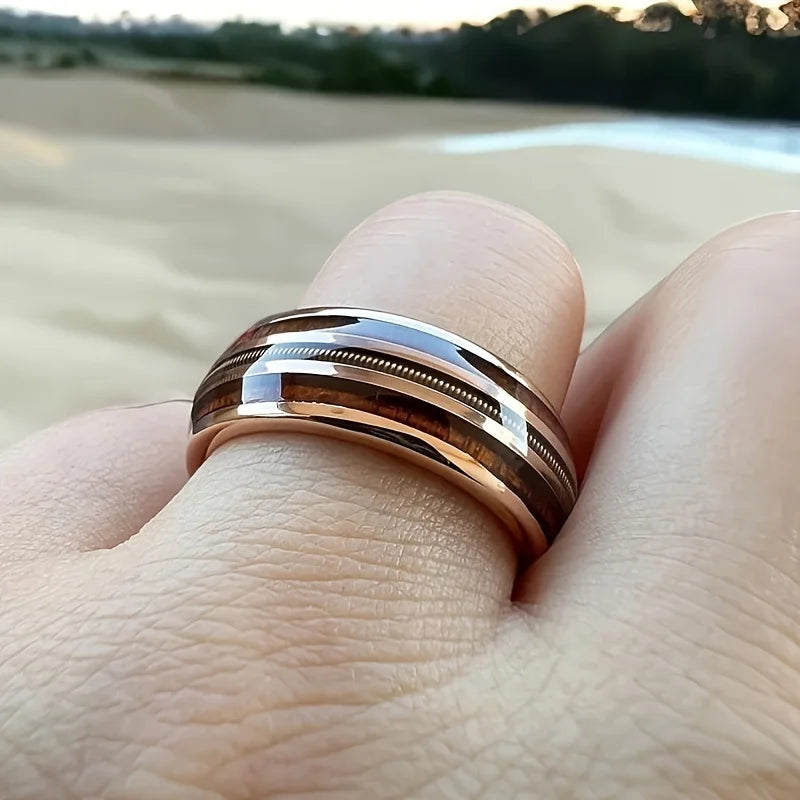 Men's Fashion 8mm Stainless Steel Wedding Engagement Ring,