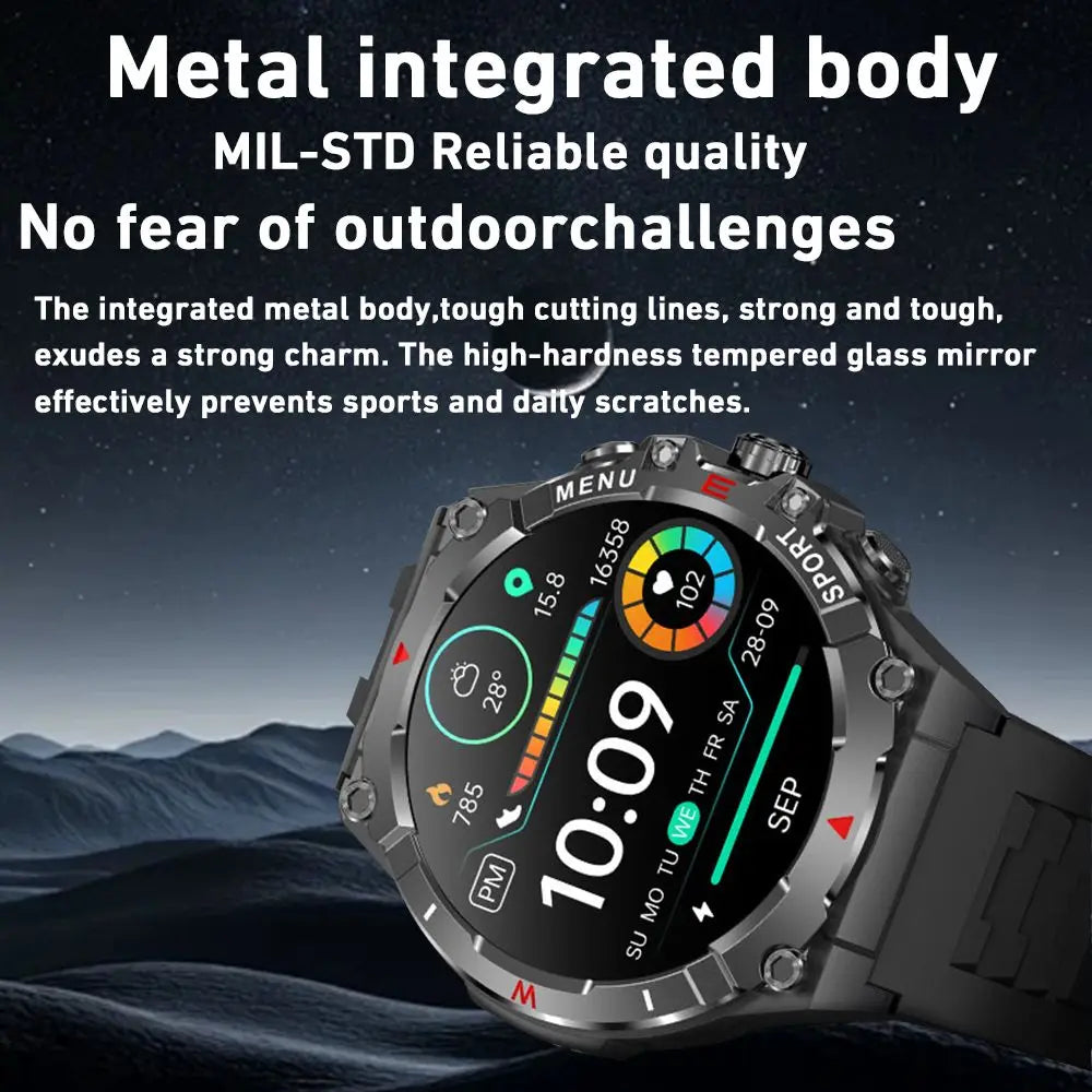 Military Grade AMOLED Smart Watch Men GPS Positioning 500 mAh Large Battery Health Monitoring 100+ Sports Mode Smartwatch 2025