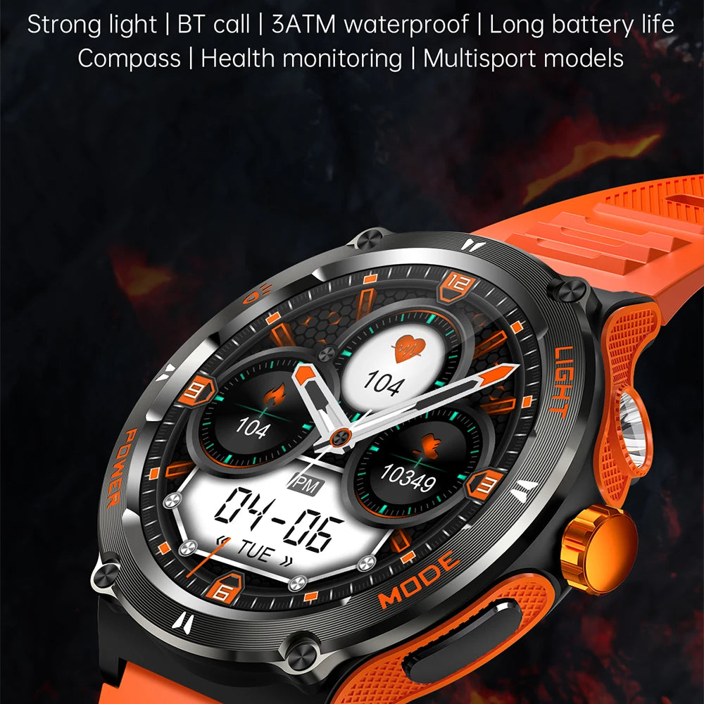 2024 Men's Smart Watch Compass  Sports 3ATM Waterproof Smartwatch Health Monitoring Bluetooth Call  500 Mah Smart Watche