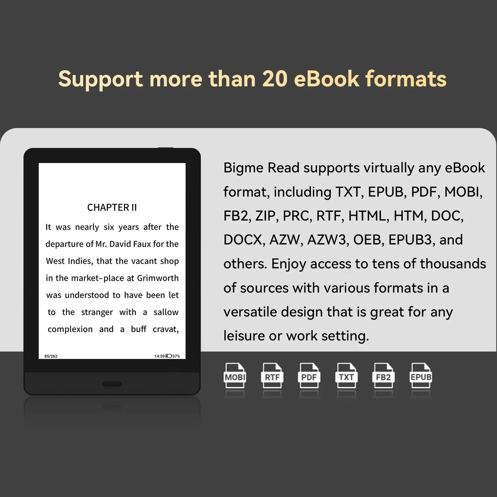 Bigme Read ebook reader, 6'' e-ink screen electronic book,
