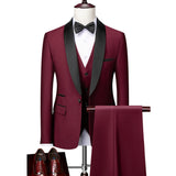 Men Skinny 3 Pieces Set Formal Slim Fit Tuxedo Prom Suit