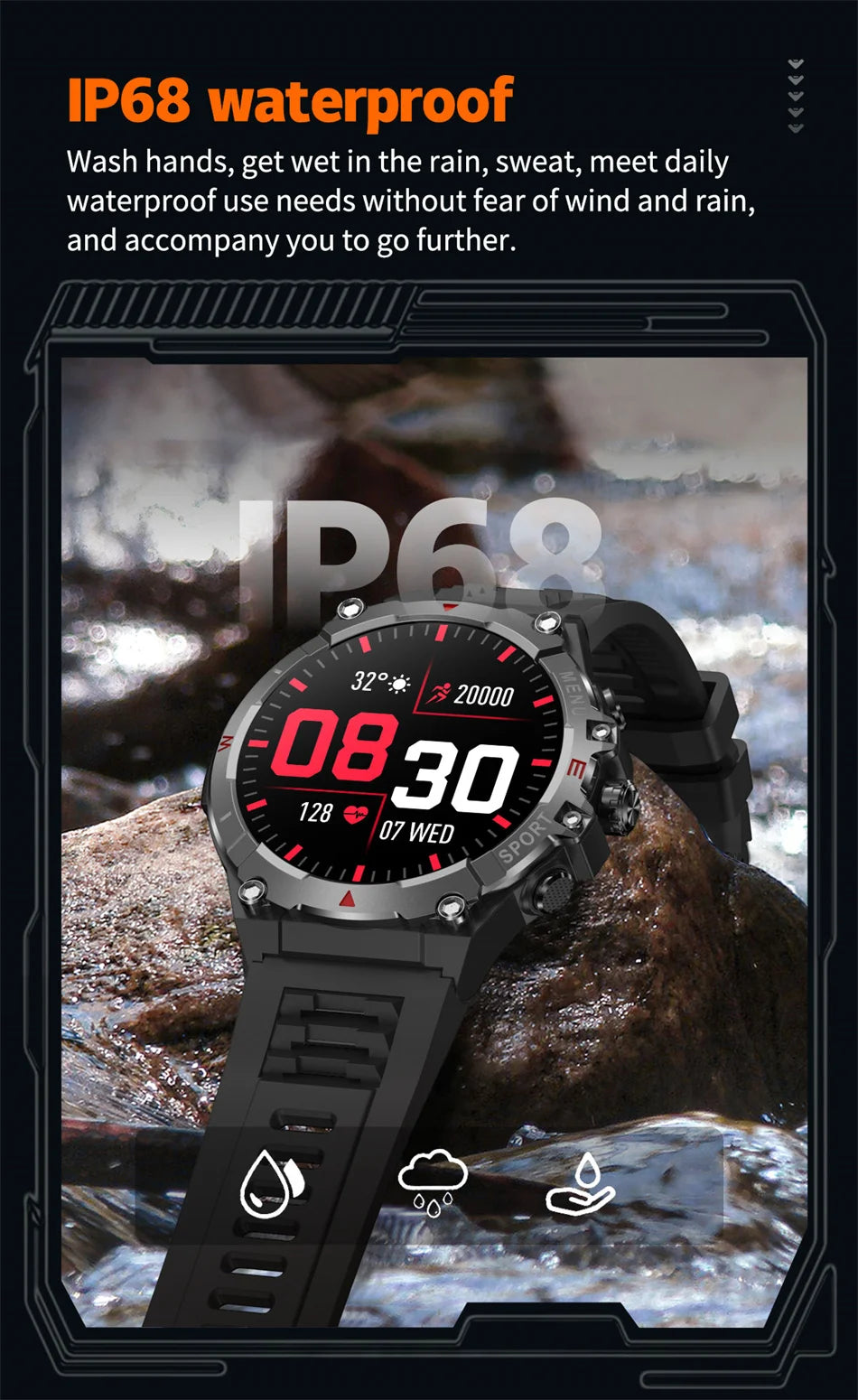 Military Grade AMOLED Smart Watch Men GPS Positioning 500 mAh Large Battery Health Monitoring 100+ Sports Mode Smartwatch 2025
