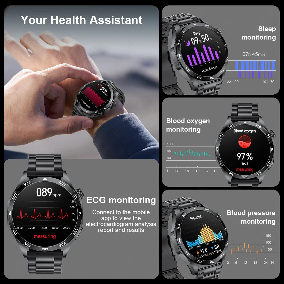 2025 New Smart Watch with ECG Men Blood Pressure Heart Rate Monitoring Sports Watch Bluetooth Call Health Smartwatch for Xiaomi