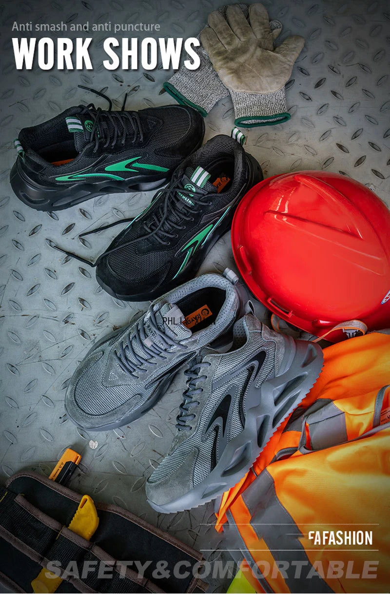 New 2023 Fashion Lightweight Security Protective Safety Wrok Shoes For Men Anti-smashing Sneakers Breathable Male Footwear