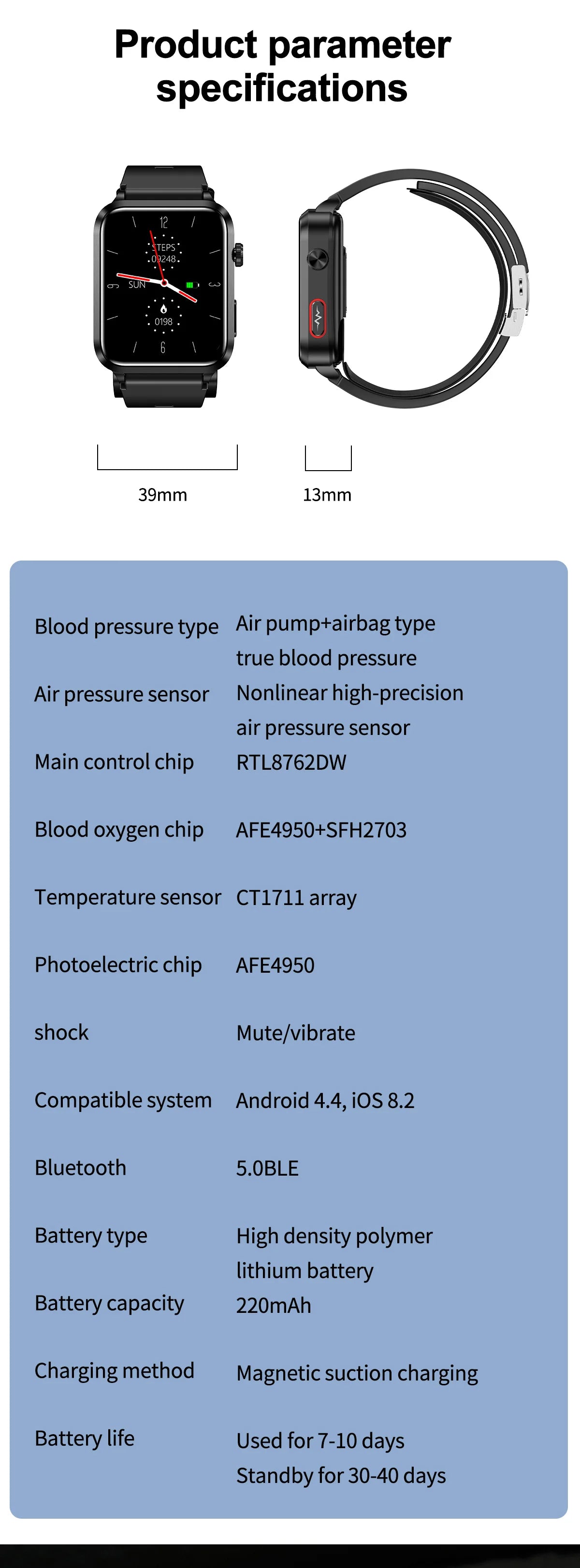 Medical grade smartwatch 2025 Air Pump Bluetooth call health watch True Accurately Blood Pressure Uric Acid Blood Lipids watch