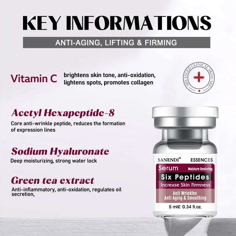 10pcs/Box Six Peptide Ampoule Hyaluronic acid Serum