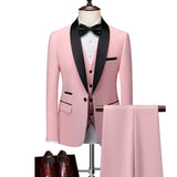 Men Skinny 3 Pieces Set Formal Slim Fit Tuxedo Prom Suit