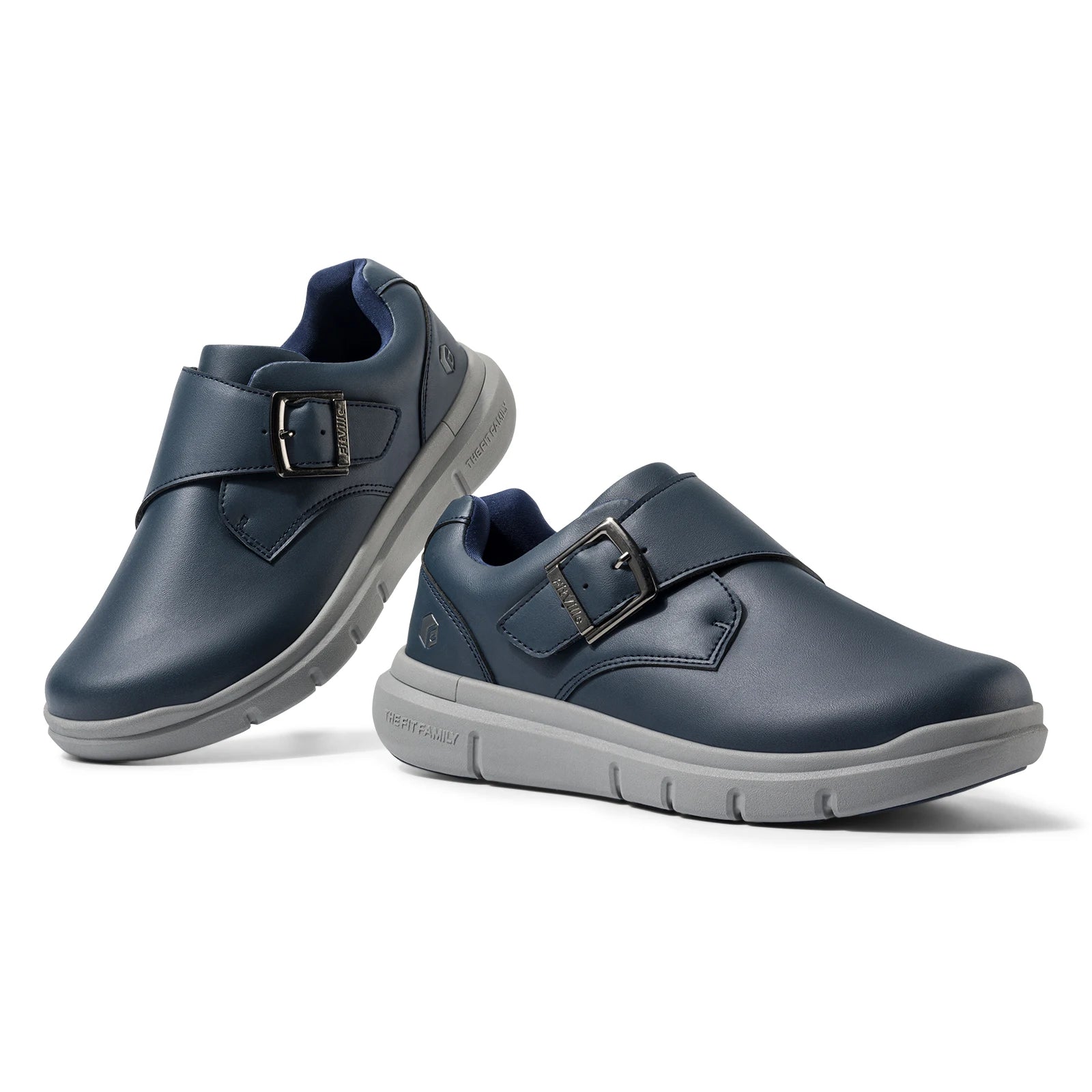 FitVille Men's Leather Shoes Wide Shoes for Swollen Feet Men's Diabetic Walking Shoes for Outdoor Business Walking Shoe