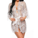 New Sexy Women Lingerie Lace Ruffles Robe See-through Babydoll