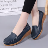 New Leather Flat Shoes Slip On Women Loafers