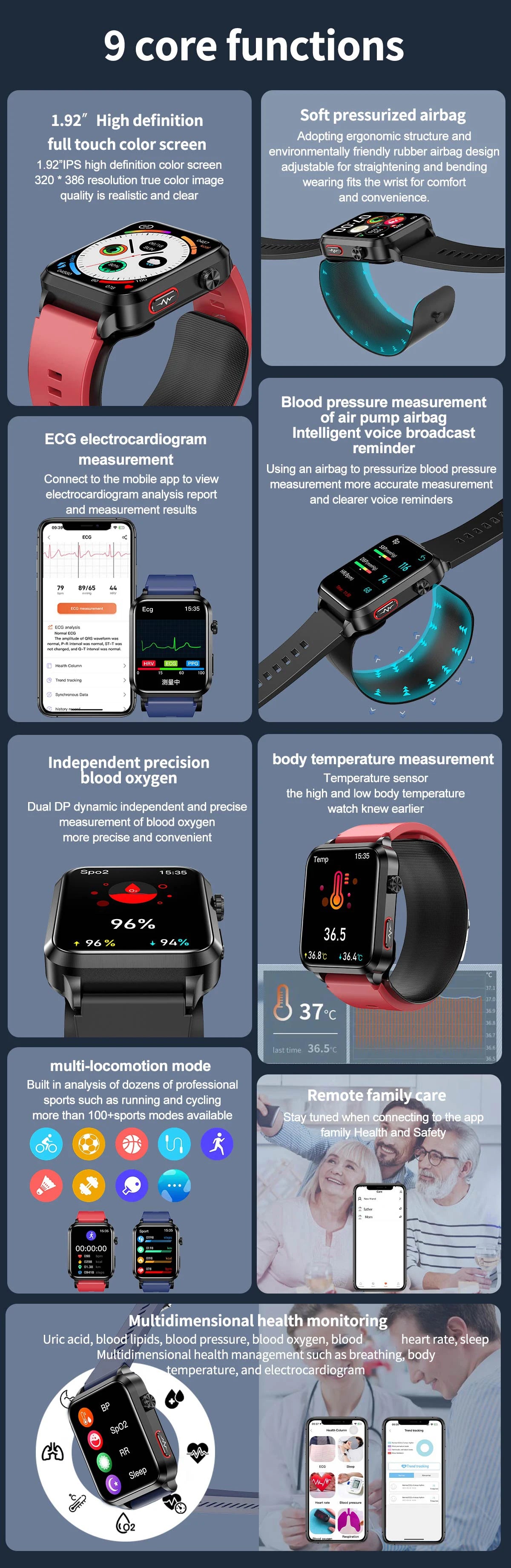 Medical grade smartwatch 2025 Air Pump Bluetooth call health watch True Accurately Blood Pressure Uric Acid Blood Lipids watch