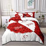 Red Rose Duvet Cover Set King Size, Red and White Comforter Cover