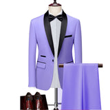 Men Skinny 3 Pieces Set Formal Slim Fit Tuxedo Prom Suit