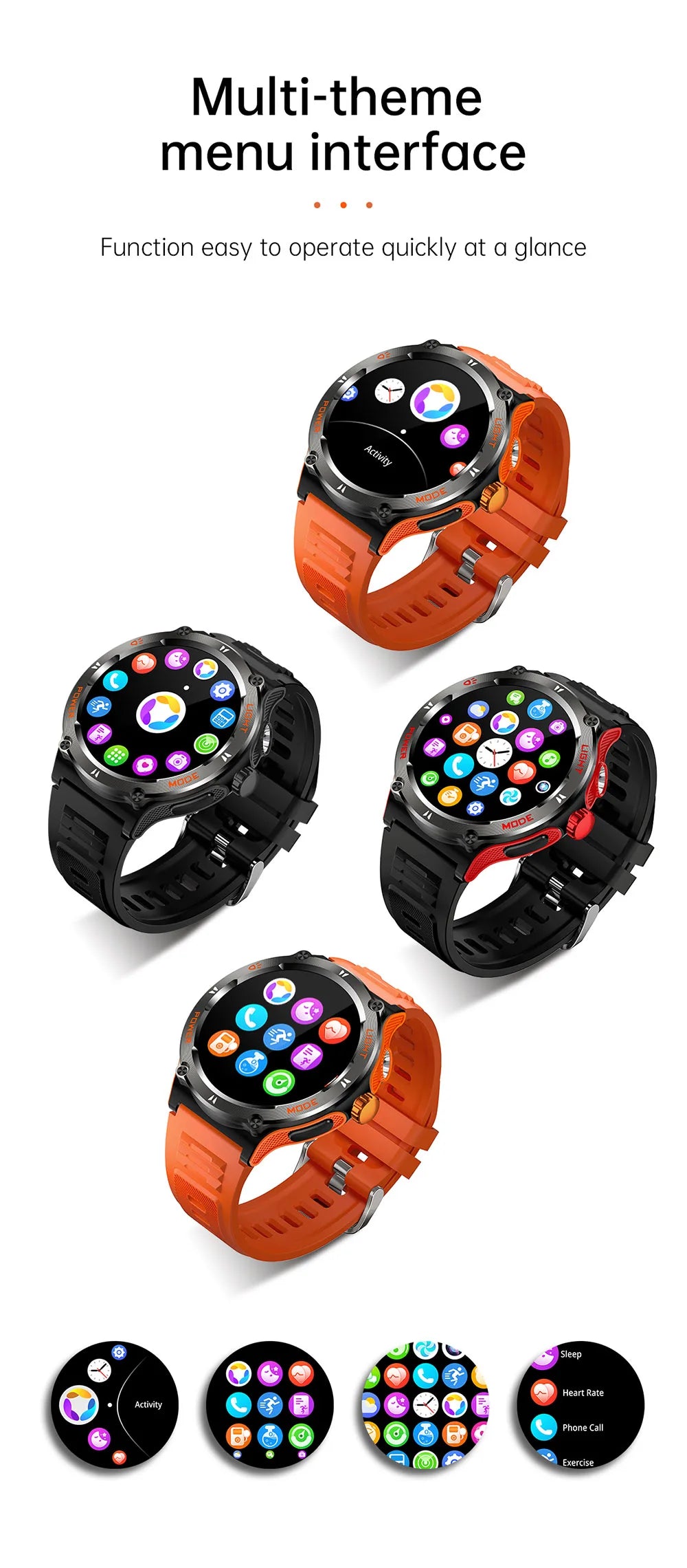 2024 Men's Smart Watch Compass  Sports 3ATM Waterproof Smartwatch Health Monitoring Bluetooth Call  500 Mah Smart Watche
