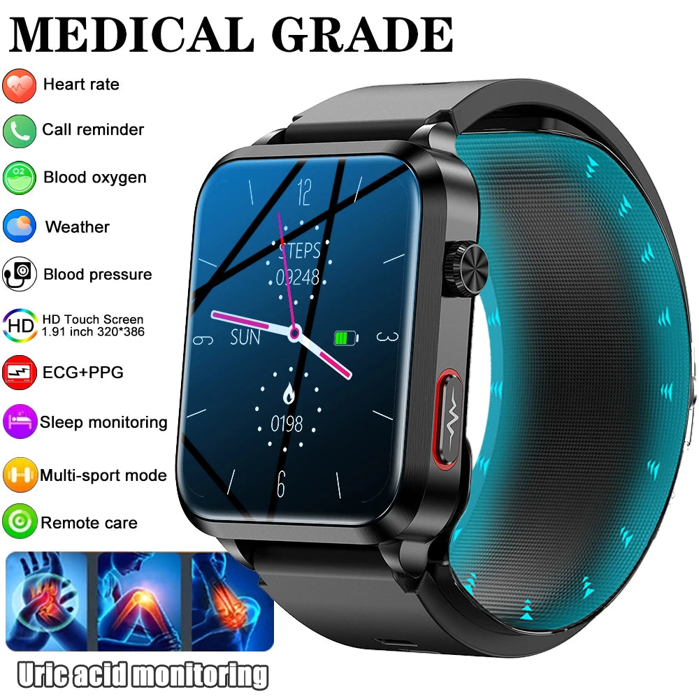 Medical grade smartwatch 2025 Air Pump Bluetooth call health watch True Accurately Blood Pressure Uric Acid Blood Lipids watch