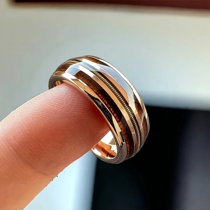 Men's Fashion 8mm Stainless Steel Wedding Engagement Ring,