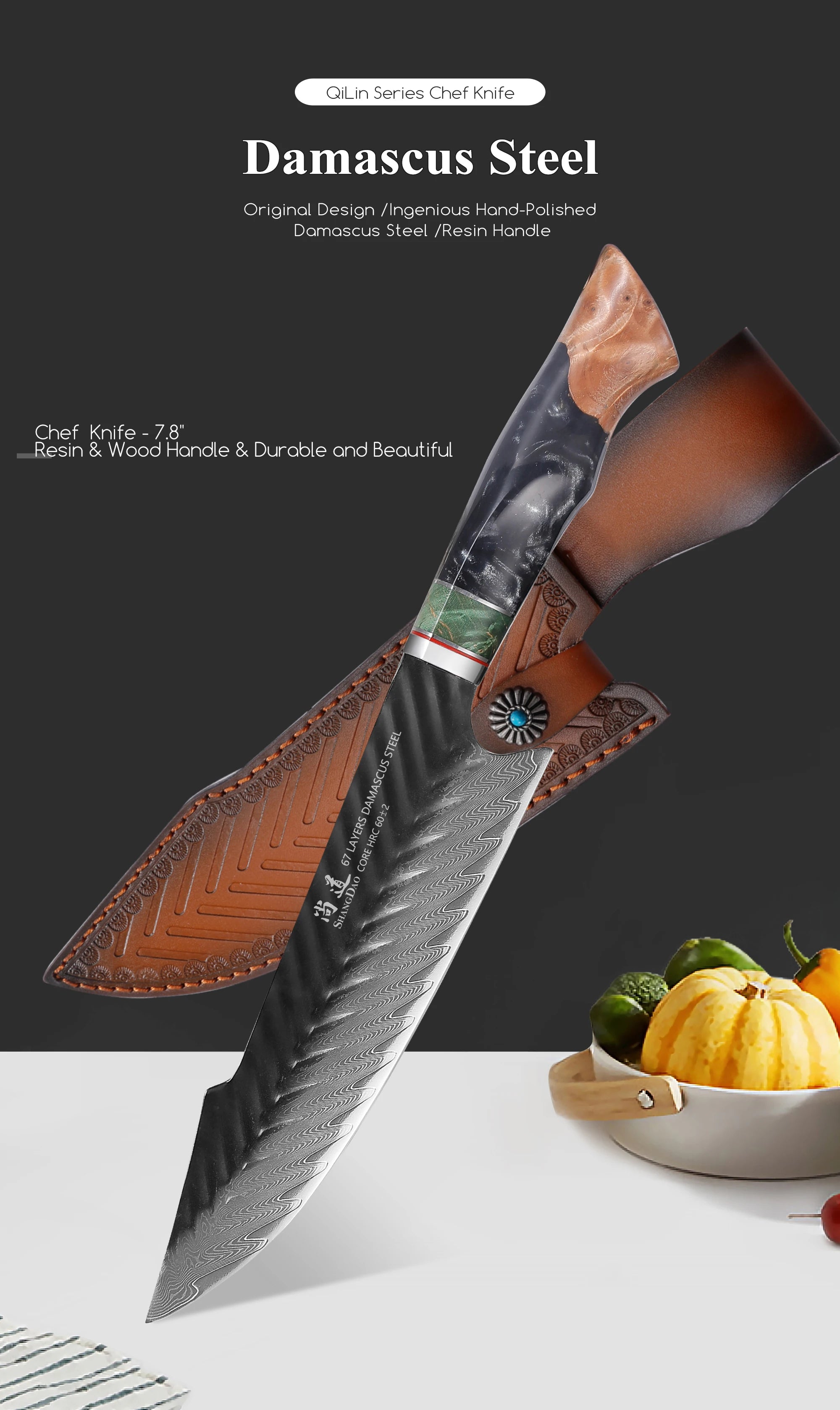 SHANGDAO 67 Layers Damascus Chef Knife 8