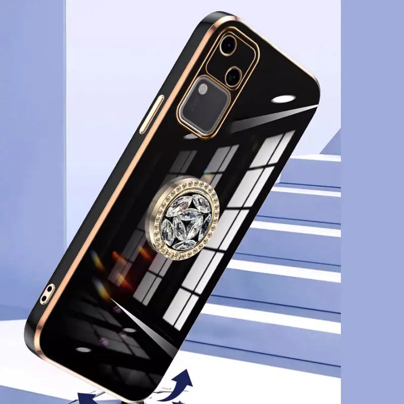 iphone17pro Case Luxury with Holder,Diamond Ring Case For iphone 17 Pro Max Air Shockproof Case iphone17 Cover with Lanyard