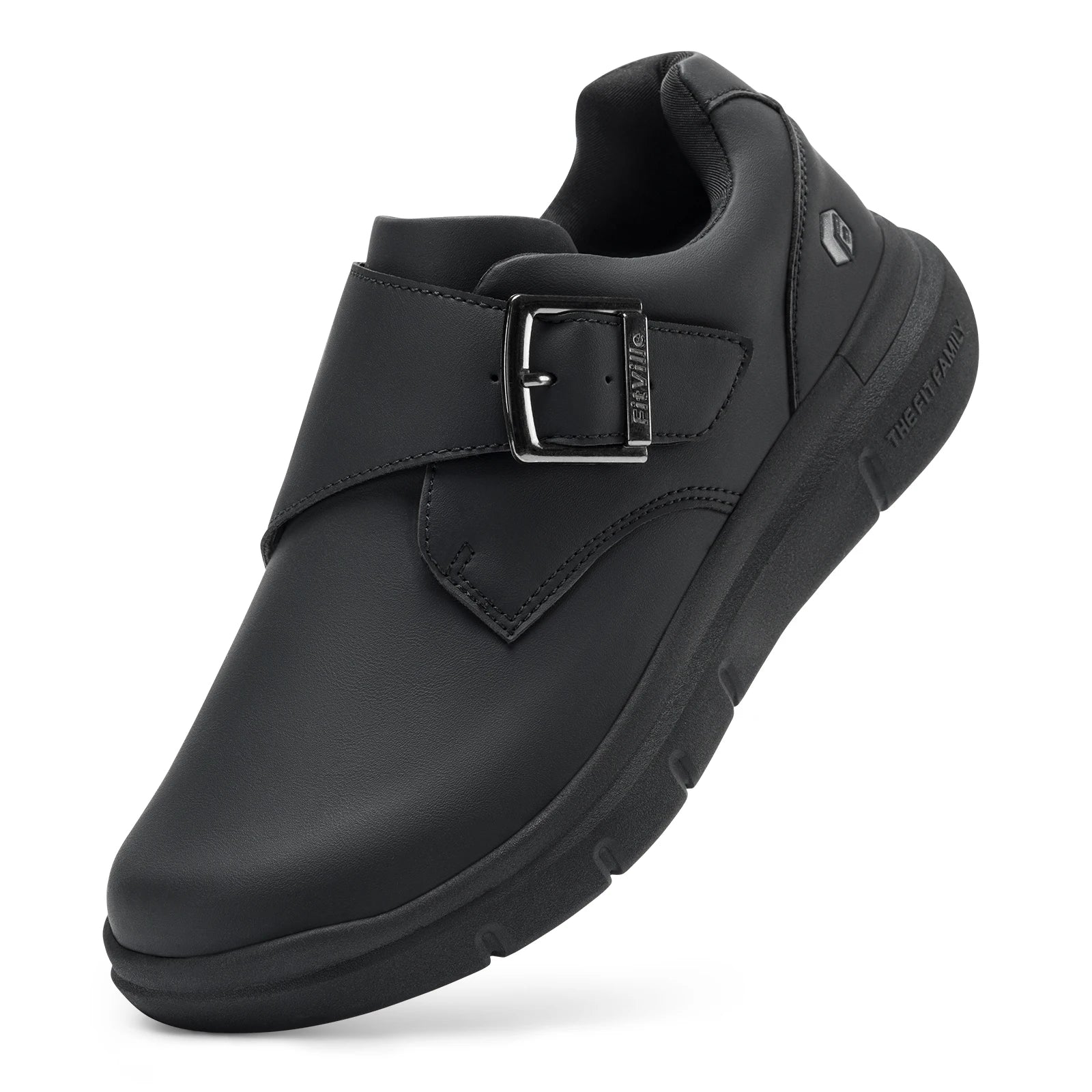 FitVille Men's Leather Shoes Wide Shoes for Swollen Feet Men's Diabetic Walking Shoes for Outdoor Business Walking Shoe