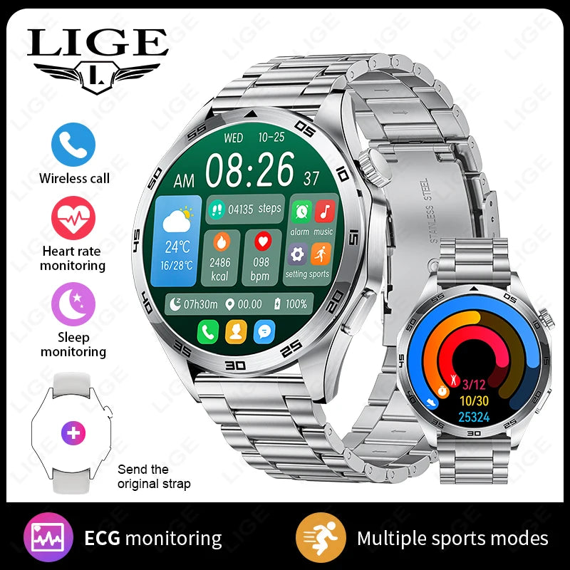 2025 New Smart Watch with ECG Men Blood Pressure Heart Rate Monitoring Sports Watch Bluetooth Call Health Smartwatch for Xiaomi