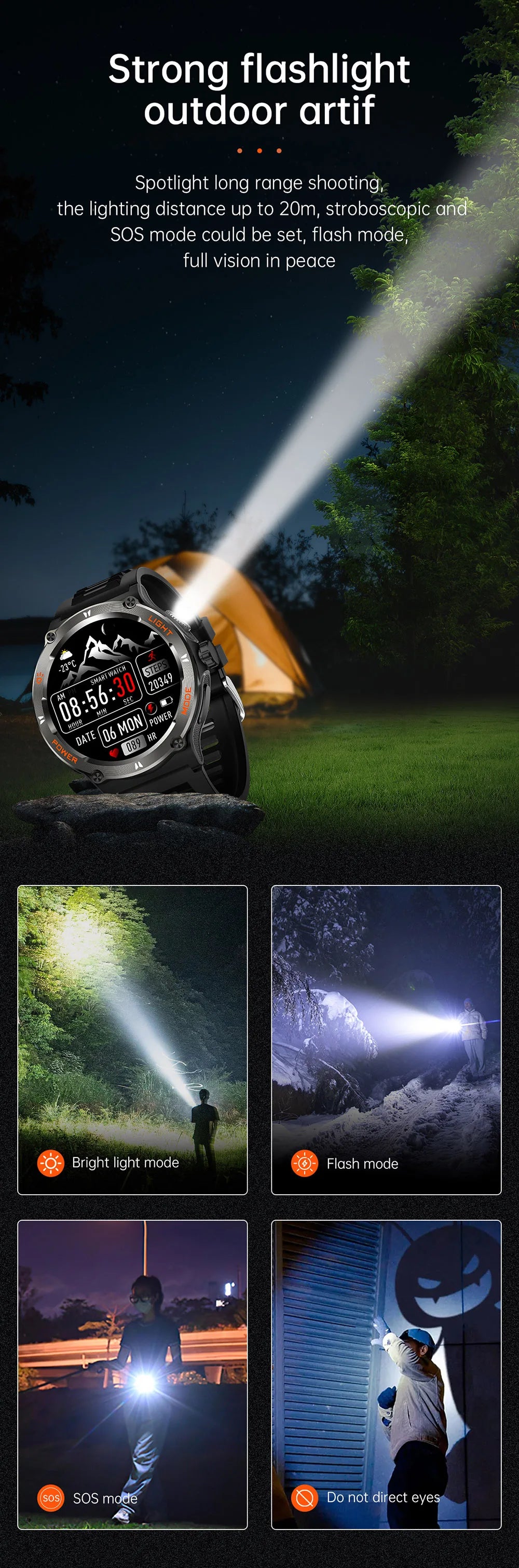 2024 Men's Smart Watch Compass  Sports 3ATM Waterproof Smartwatch Health Monitoring Bluetooth Call  500 Mah Smart Watche