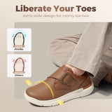 FitVille Men's Leather Shoes Wide Shoes for Swollen Feet Men's Diabetic Walking Shoes for Outdoor Business Walking Shoe