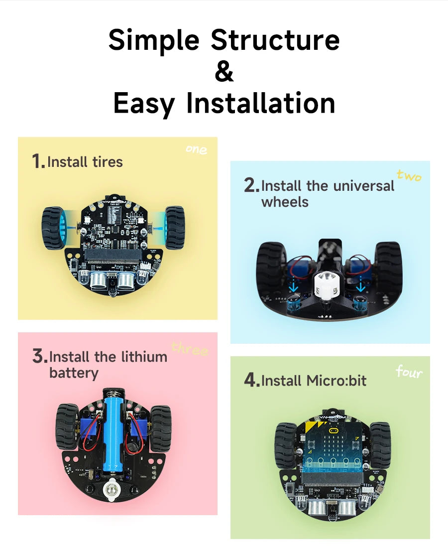 Micro:Bit V2 Smart Mini Robot Car Kit Coding for Kids Science Building Kit Learning Educational STEM Toy DIY Electronic Project
