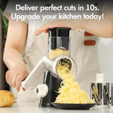 Stainless Steel Rotary Drum Grater – 3‑in‑1 Manual Cheese & Vegetable Slicer, Dishwasher Safe