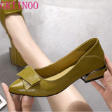 GKTINOO Brand Shoes Thick Heel Ladies Pumps Genuine Leather