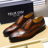 Classic Wing-tip Brogue Style Oxford Mens Dress Shoes Business Genuine Leather